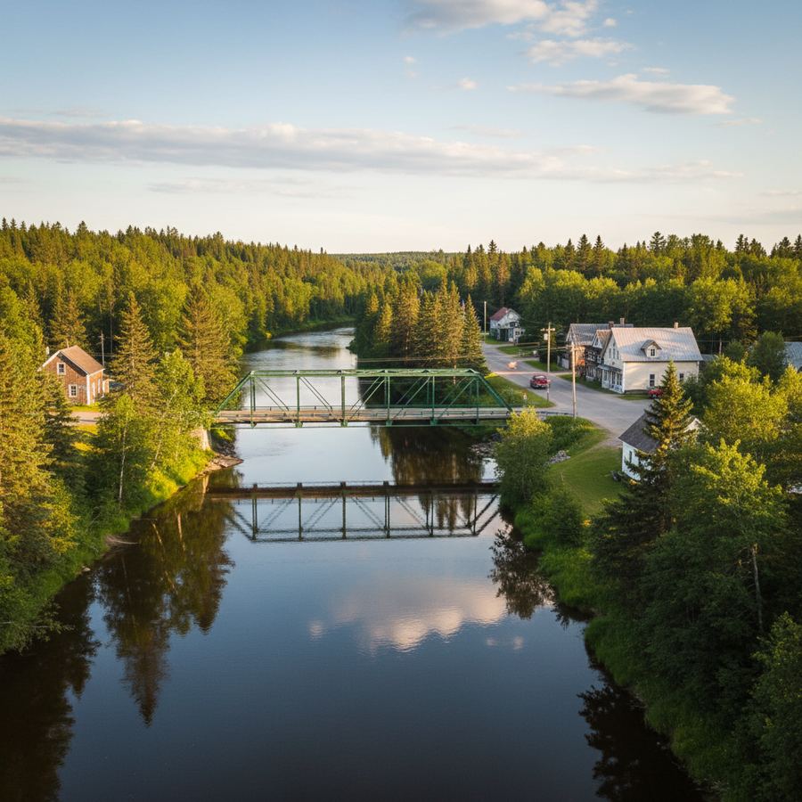 Magnetawan River flowing through Burk's Falls, Ontario