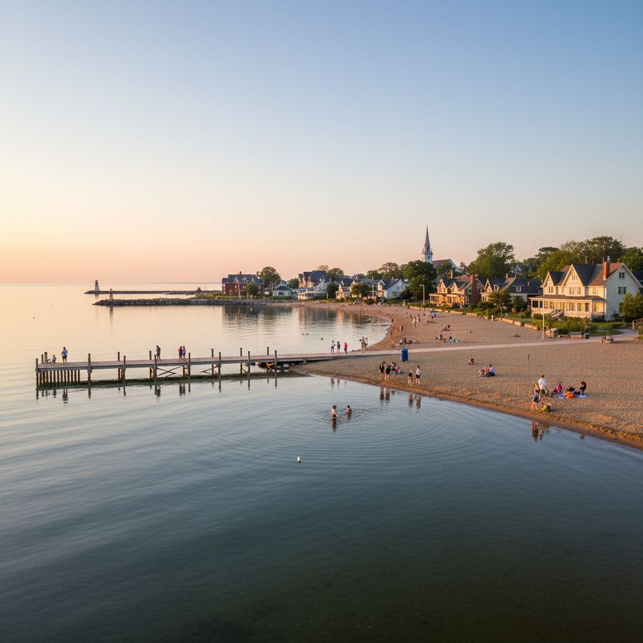 Cobourg beach and waterfront on Lake Ontario