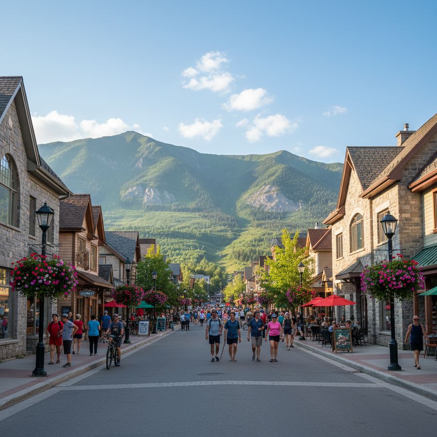 Collingwood harbour and downtown with Blue Mountain in the background