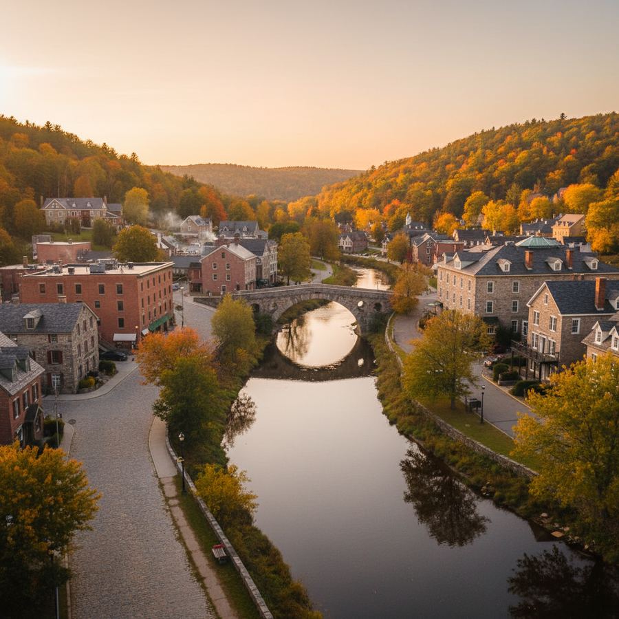 Downtown Huntsville with Muskoka River in the background