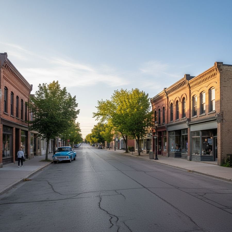 A quiet main street in a small Ontario town