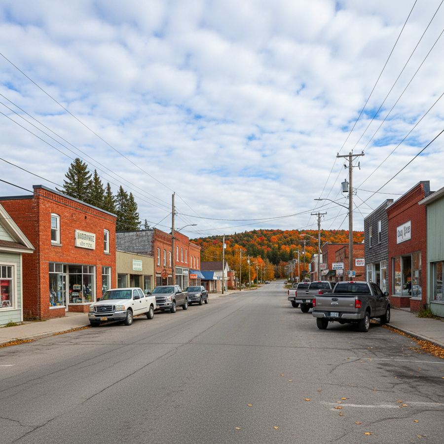 Stayner main street with local shops in Clearview Township
